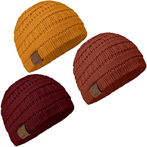 Image of KeaBabies 3-Pack Baby Beanies for Boys, Girls - Soft, Cute Baby Winter Hats 6-36 Months, Stretchy Knit, Warm Toddler Winter Hat, Newborn, Infant, Toddler Beanie for Babies Girl, Boy (Terracotta, M)