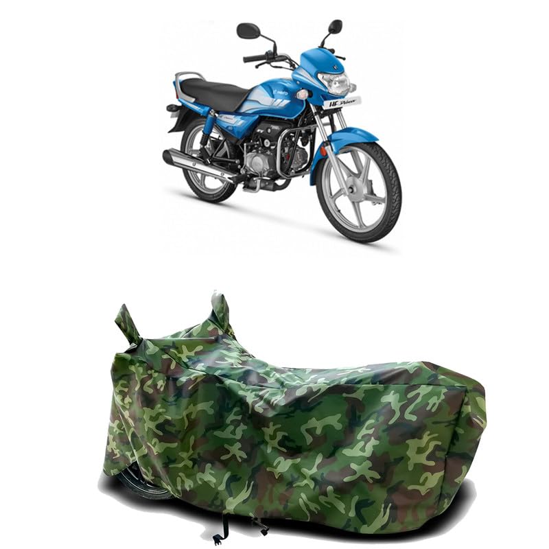 Image of DUFFEL-100% Heat Protection Two Wheeler Bike /Scooty Body Cover for Hero New HF Deluxe Water Resistance /UV-Rays /Birds Dropping /Scratchproof /Dust Proof /Waterproof[Green Jungle Print]