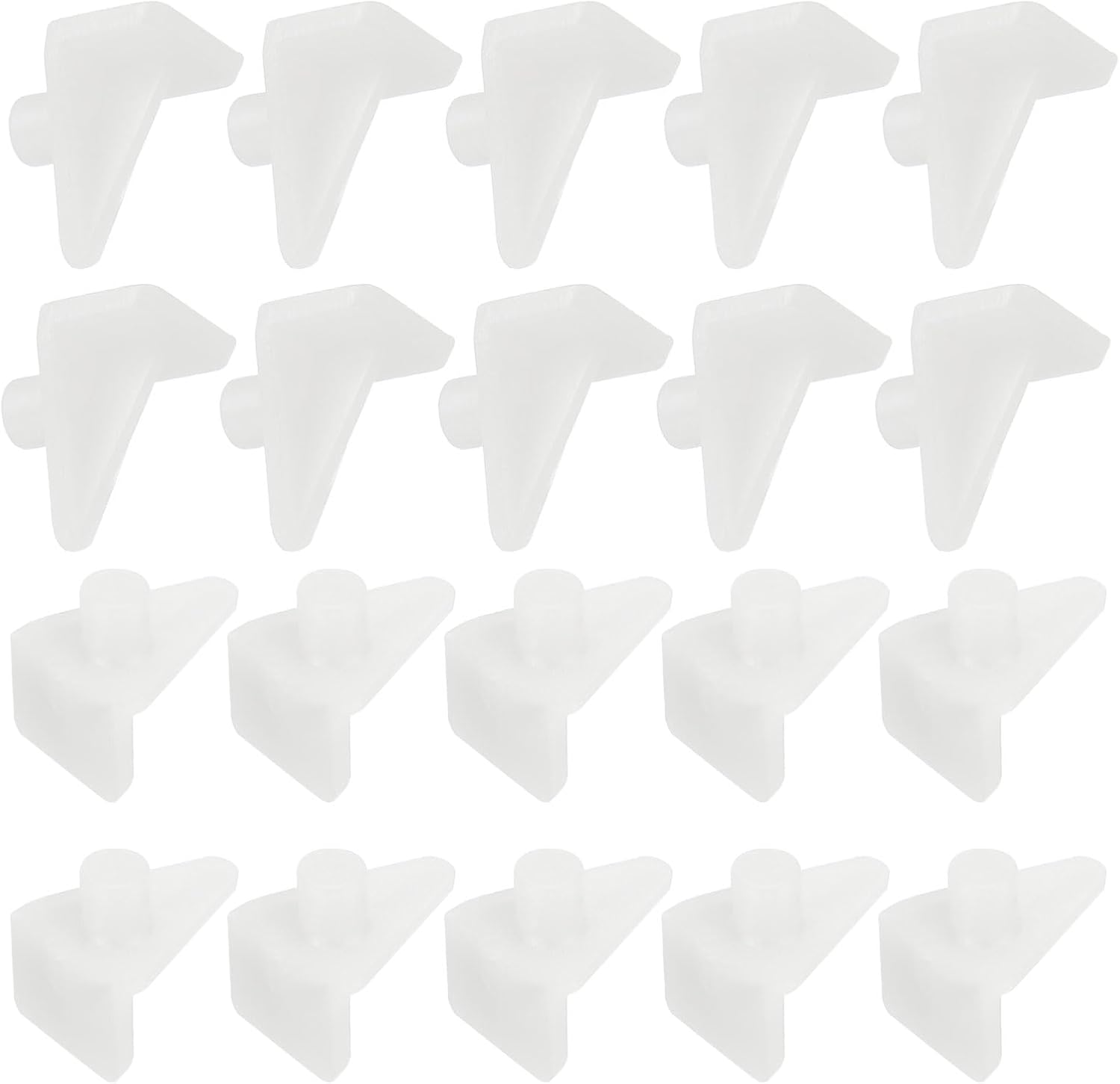 Generic Shelf Support Pegs 0.2", 30pcs PP Plastic Shelf Holder Pins Bracket, Pegs for Shelves for Cabinet, Cupboard, Bookcase, Closet and Glass Case,White