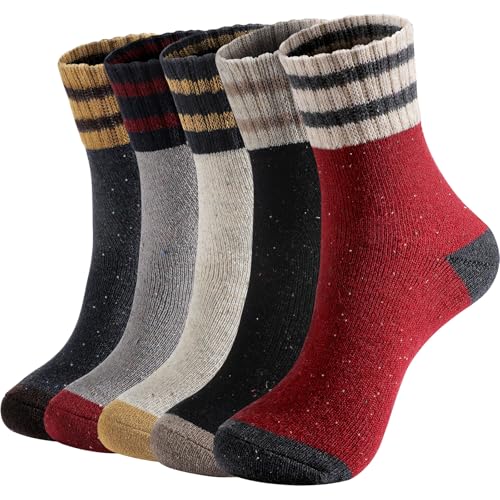 Tavaleu Women Wool Socks - Winter Wool Socks for Women Men Warm Thick Knit Soft Vintage Crew Casual