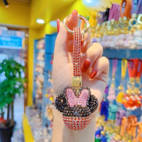 Bling Car Key Chain with Rhinestone, Mouse Shape Crystal Keychain for Women, Girl Cute Keychain for Bag (Style B)3