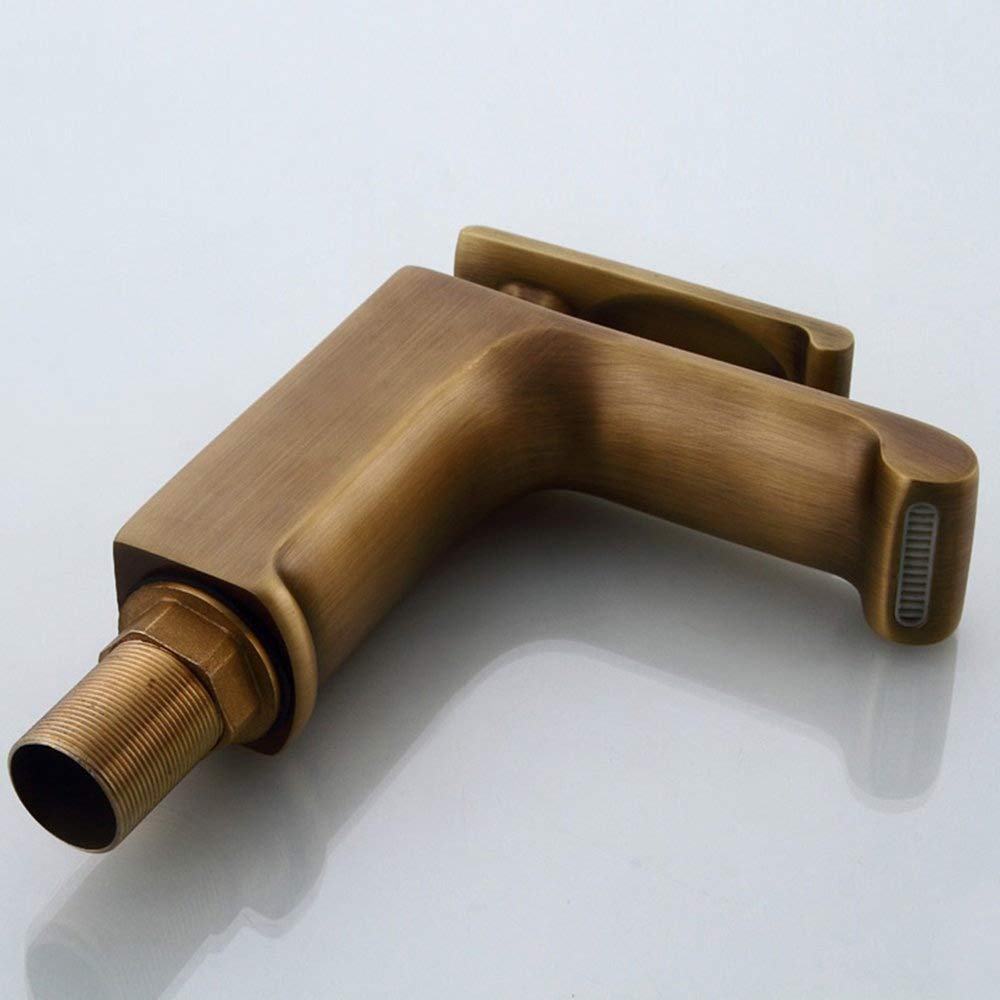 DYTWXG Grifo Retro Europeo Baño Latón Antiguo Lavabo del baño Grifo Lavabo del mostrador Grifo frío y Caliente Cascada Grifo Latón Cepillado Bronce, Grifos para Fregadero de Cocina LKWK