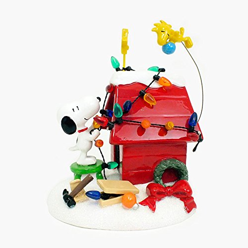 Department 56 Peanuts Decoration, Snoopy’s Dog House, Woodstock, Christmas Lights, 8", Red #TOP1