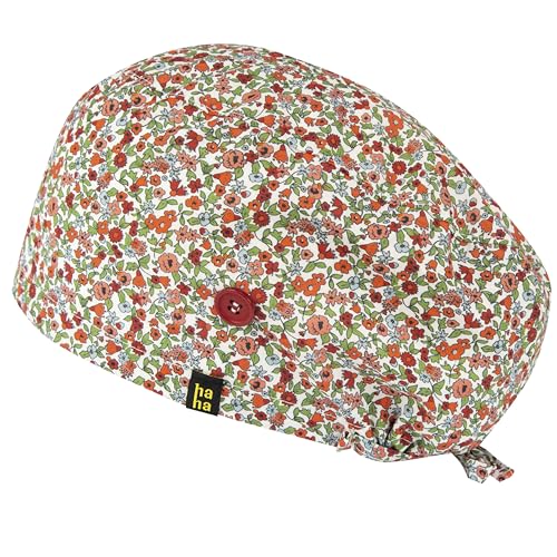 HappyHat - Gorro de quirófano para mujer AMAPOLAS Mujer color: Rojo