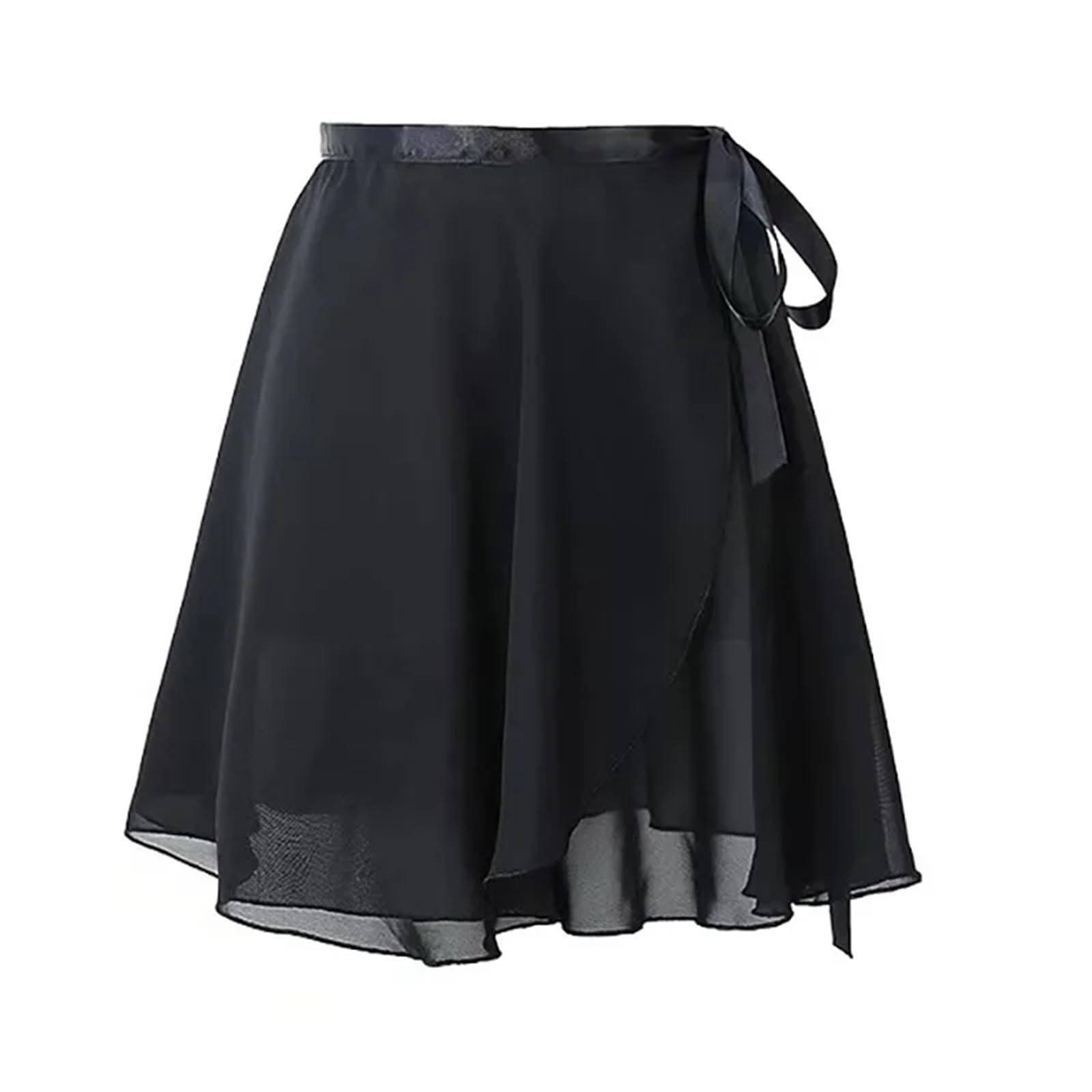 Falda Ballet Mujer Falda de baile tutú de Ballet de gasa for niñas, bufanda envolvente for patín de baile, falda de baile tutú de Ballet de gasa for gimnasia, vestidos de baile de Ballet(Black,L(Heigh