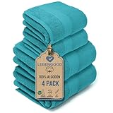 LEBENGOOD Juego de Toallas de Baño y Lavabo 100% Algodón Premium 550gsm | 2 Toallas Lavabo (50x90) y 2 Toallas Ducha (70x130) | Toallas Grandes, Suaves, Absorbentes y (2 50X90 2 70X130 Ocean)