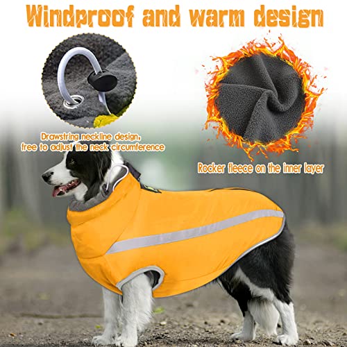 Hund Wintermantel, Hunde Wintermantel Wasserdicht, Mit Fleece gefütterte Hundejacke für kleine, mittelgroße Hunde den Winter und kaltes Wetter Winddichte extraweiche Hundeweste (4XL, gelb)