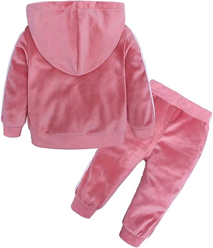 Miniatura 2 de MYGBCPJS Conjunto deportivo de 2 piezas de sudadera de terciopelo para niña pequeña