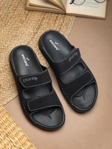 Image of URJO PURE Men's Sliders /Slippers Lightweight Super Flexible Arch Support Durable Anti Skid & Stylish Dailywear Sliders /Slippers for Men (URJO by Welcome)