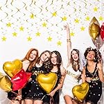 Gold Twinkle Stars Hanging Swirls Decorations Ceiling Swirl Foil Decoration Hanging Gold Party Supplies for Birthday Baby Shower Wedding, 32 pcs - Image 5