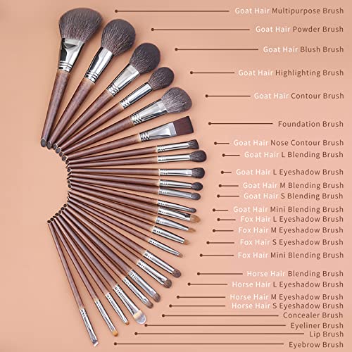 Deluxe Natural Goat Hair Makeup Brush Set With Case By Luxury Enzo Ken, 24 Cosmetic Brushes Makeup Set, Natural Makeup Brushes, Natural Bristle Makeup Brushes, Natural Hair Makeup Brushes Set Professional, Wooden Make Up Brushes Set Professional. #TOP2