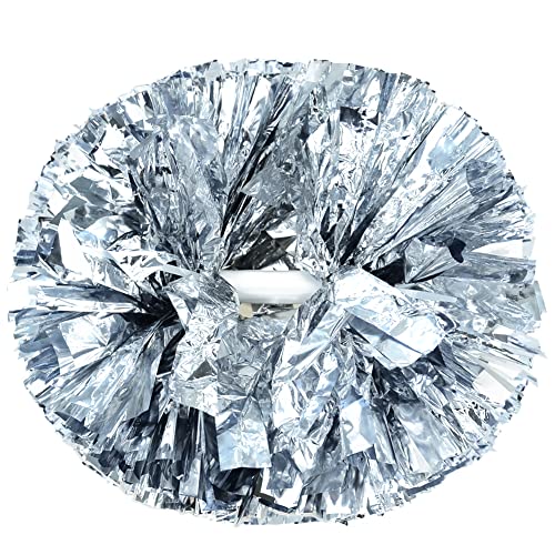 Lovecheer 2PCS Silver Pom Poms Cheerleading for Cheerleader Girls Sport Team Spirits Basketball Baseball Dance Performance New Year Birthday Gifts