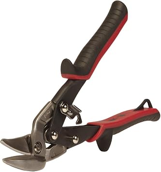 Malco AV6 Offset Aviation Snips Left Cut - Red Grip Power-Fit Ergonomic Grips, 18 Ga Capacity, Compound Action Sheet Metal Shears, Non-Slip Grip, Forged Steel Blades