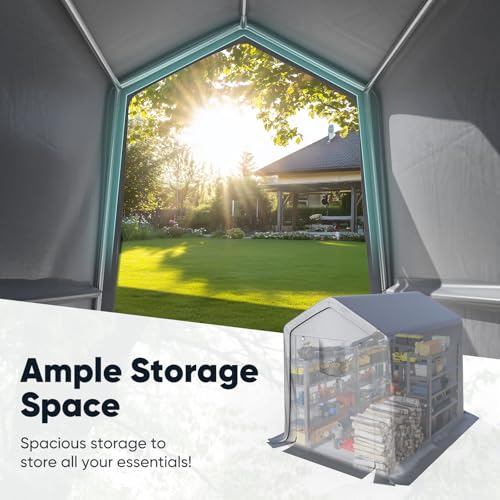 image for Quictent Heavy Duty 6x8FT Carport Shelter with Roll-Up Mesh Windows & 