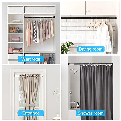 Mexau 28" TO 48"-1PCS Spring Tension Curtain Rod 28 To 48 Inch Adjustable Expandable Black Tension Rod 7/8 Inch Shower Curtain Rods No Drilling Spring Loaded Curtain Rod thumb #5
