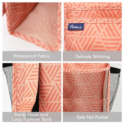 Image of Surblue Bedside Caddy Hanging Bed Organizer Storage Bag Pocket for Bunk and Hospital Beds, College Dorm Rooms Baby Bed Rails,Camp(8 Pockets),Orange Plaid