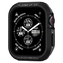 Spigen Cover Rugged Armor Compatibile con Apple Watch Series per 9, 8, 7 45mm e Series per 6, SE, 5, 4 44mm – Nero