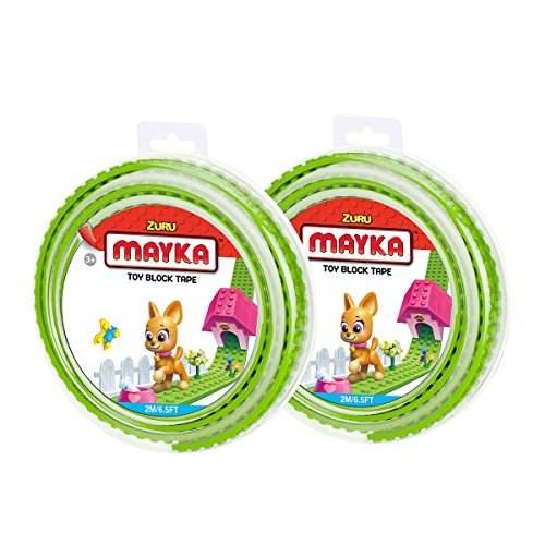Mayka Toy Block Tape - 2 Stud - Light Green - 6 Feet - 2 Pack (Compatible with Lego)