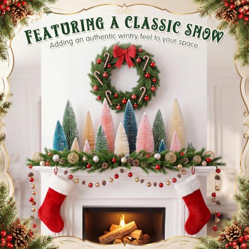 Vinsot 20 Pcs Bottle Brush Christmas Trees Miniature Tree, Green,Pink - Image 3