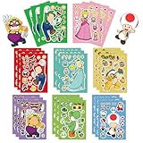 24 Sheets Cute Cartoon Charaters Make Your Own Stickers for Kids,Kawaii Make a Face Stickers for Kids Party Favors Activities Christmas Gifts for Kis and Teens (MRO)