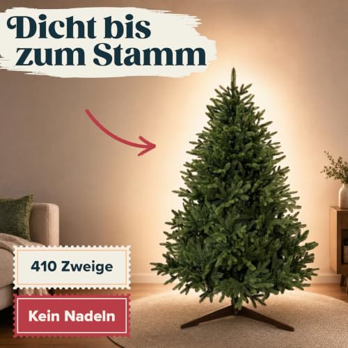 Weihnachtsbaum künstlich 150cm 100% PE Spitzen – TESTSIEGER – Naturgetreu, dichte Zweige… – Ansicht 3