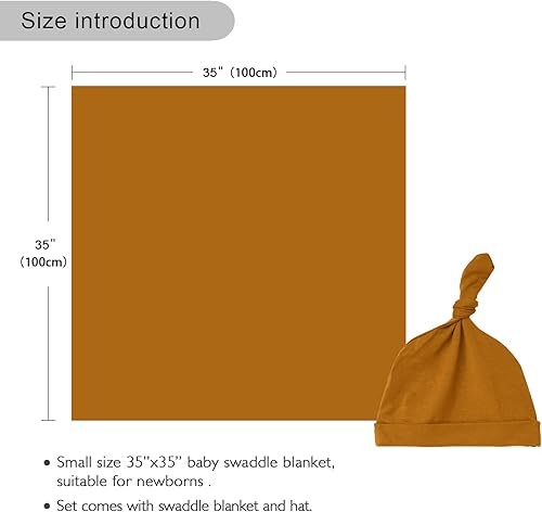 Miniatura 85 de Conjunto de manta para recién nacido con sombrero, conjunto de manta para bebé, manta de recepción de hospital para niñas y niños (azul bebé) Azul