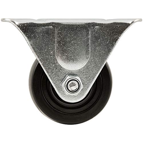 Heavy Duty Rubber Caster Wheel with Rigid Non-Swivel Top Plate - 3-Inch - 225 lb. Load Capacity