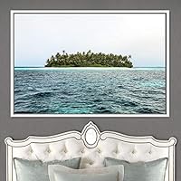 Framed Canvas Wall Art Coastal Scenery Aerial Coastal Cool Multicolor Ocean Photography Realism Relax/Calm - 16x24 inches