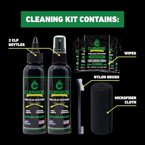 Image of All-in-One Firearm Cleaning & Maintenance Kit - 2 CLP Bottles, Pre-Saturated Wipes, Nylon Brush & Microfiber Cloth - Safe on All Finishes - USA Made, Veteran & Law Enforcement Owned