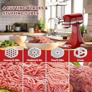 Meat GrinderSlicer Shredder Attachments for KitchenAid Stand Mixer Metal Meat Grinder with Sausage Stuffer Tubes and Cheese Slicer For KitchenAid Mixer Accessories by HOZODO