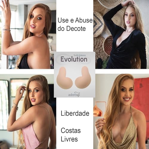 Sutiã Adesivo Modelador de Seios Evolution Adereup: Levanta e Junta (BR, Alfa, G, Regular, Bege)