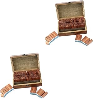 COHEALI 140 pcs stampers for Wooden Stamps Wood Crafts for Number Stamps Wooden Rubber Stamps Logo Stamp Making Rubber Stamps Letters Old Fashioned die Stamp pad Set Bamboo