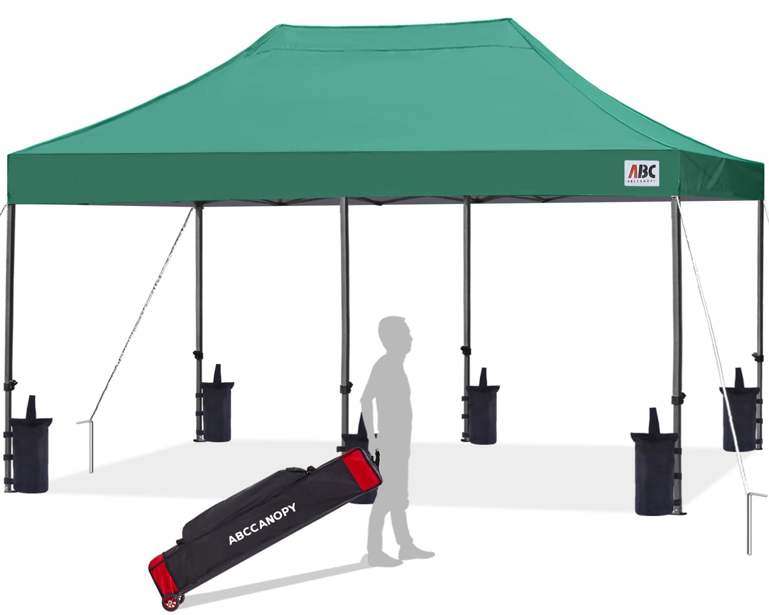 ABCCANOPY 3x6M Fully Waterproof Pop Up Gazebo With Upgraded Roller Bag, 4 Weight Bags, Stakes and Ropes (Dark Green) โ image 1