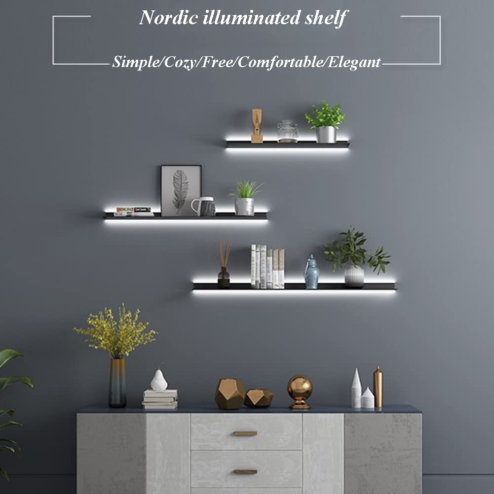 Metaal LED Zwevende Plank Met Verlichting - Wandplank 80x20x6CM Voor Planten En Boeken