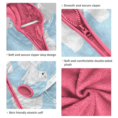 OTVEE White Polar Bear Animal Kids Hoodie Jacket Fall Spring Full Zip Warm Outwear Coat3