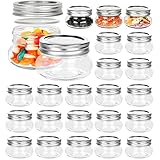 BETROME 4 oz Mason Jars, 24 Pack 120ml Glass Canning Jars with Regular Mouth Lids, Glass Jars Storage Containers for Overnight Oats, Jam, Jelly,Honey, Beans, Spice, Wedding Party Favors, Shower Favors