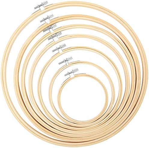 Pllieay 7 Pieces 7 Sizes Embroidery Hoops 4 inch to 12 inch Bamboo Circle Cross Stitch Hoop Rings for Craft Sewing and Ornaments