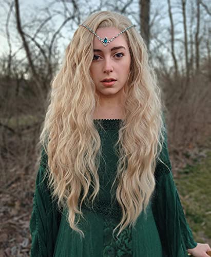 Wxhwcx Long Blonde Natural Curly Synthetic Lace Front Wig For Women Free Part Heat Resistant Fiber Glonden Blonde Lace Front Wig Daily Party Wig #TOP1