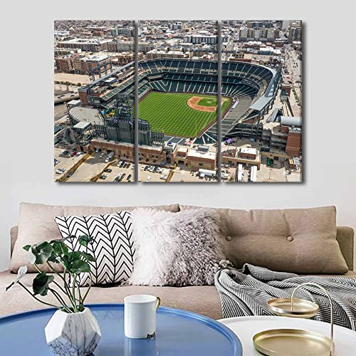 TUMOVO Denver Cityscape Modern Artwork Coors Field Pictures for Living Room Baseball Stadium Skyline Wall Canvas Art House Decorations Wall Decor Ready to Hang for Office Home Walls - 60" Wx40 H