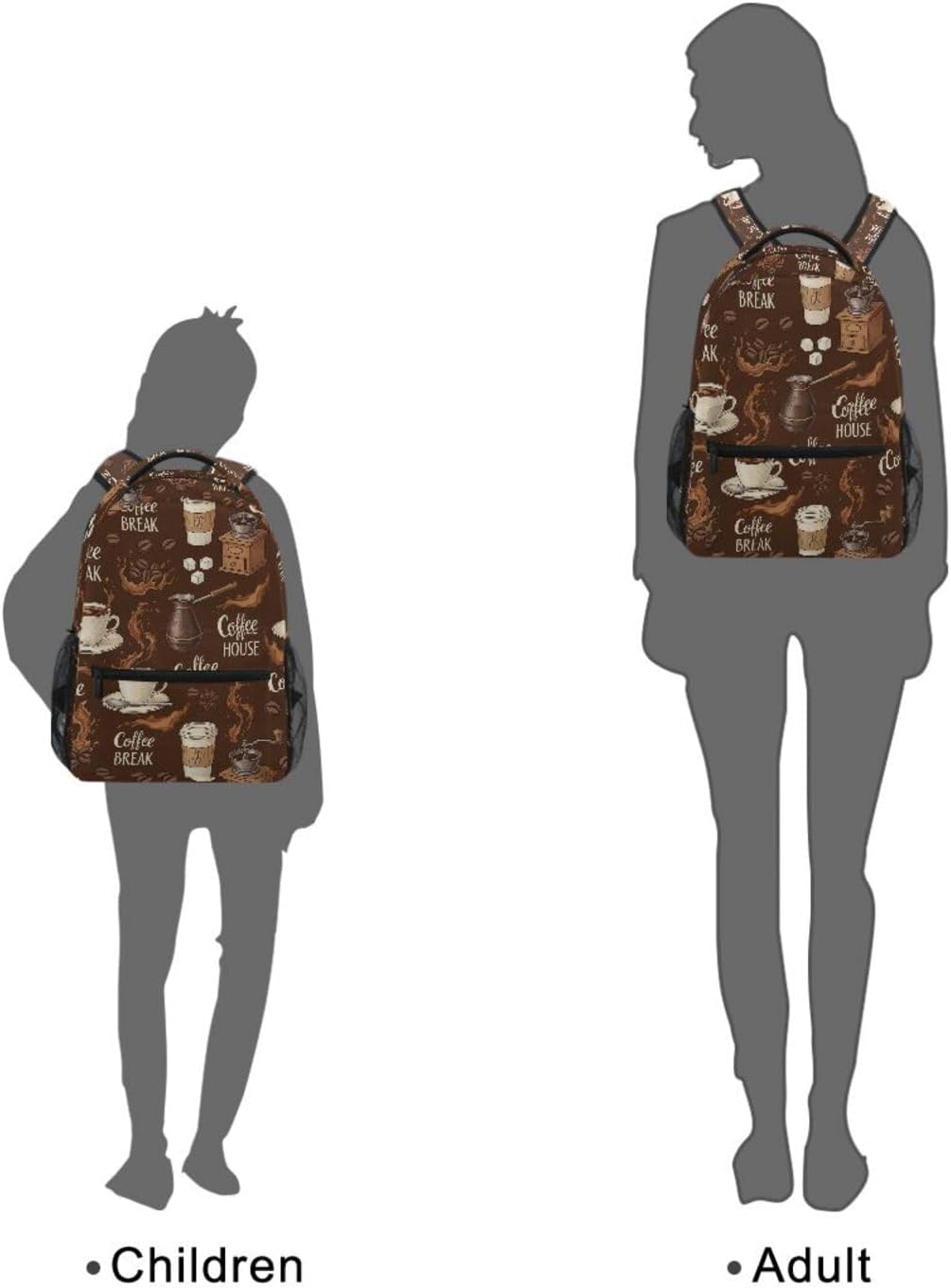 QUGRL Coffee House School Backpack for Girls Boys Large Bookbag Laptop Computer Bag Casual Hiking Travel Daypack Backpack Schoolbag for Teens College 16 Inch