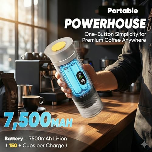 Portable Espresso Coffee Maker, Battery Operated Rechargeable Travel Espresso Machine, Self Heating Mini Coffee Maker for Camping & Car, Works with Ground Coffee and Small/Large Capsules, 80ml Cup by PETINBOX - Image 5