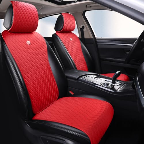Image of Red Leather Car Seat Covers Full Set Waterproof Universal Auto Seat Covers