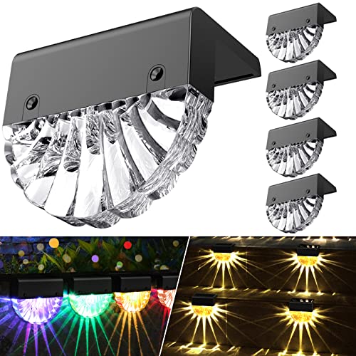 Solarlampen für Außen Garten, Wasserdichte Solar Lampe für die Garten dekoration | 4 Stück LED Gartenlampen für Terrasse, Garten, Stufen und Treppen, 2 Modi LED Warmweiß/Farbwechselnde Beleuchtung Cover