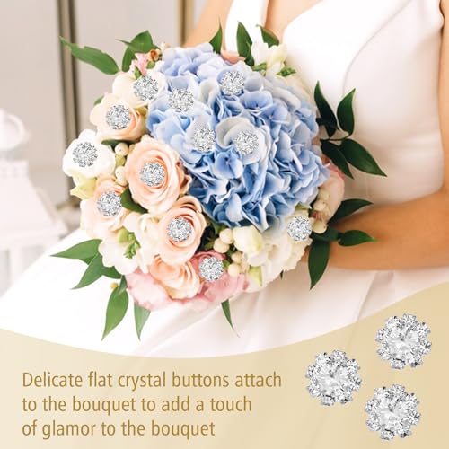30 Pcs Rhinestone Embellishments 12mm Crystal Flower Flatback Rhinestones Bulk Silver Rhinestone Buttons for DIY Jewelry Bridal Bouquets Wedding Crafting Clothing Shoes Hair Accessories(Silver) - Thumbnail 5