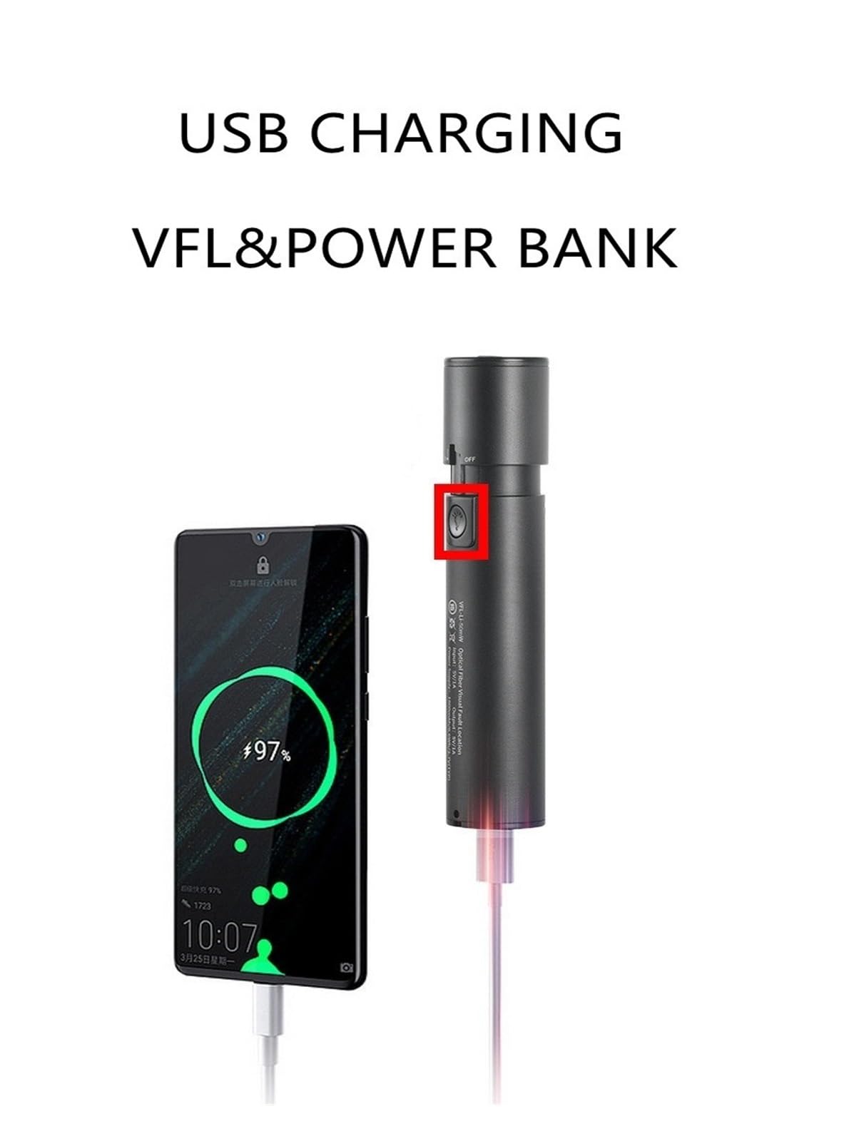 Compteur de lumière à Fibre Optique Testeurs de Stylo à lumière Rouge à Fibre Optique, localisateur de défaut visuel 15/20/30/50 MW, testeur de câble à Fibre Optique VFL(30mw)