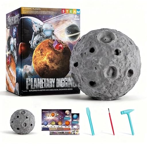 Kit excavación Planetas niños Juguete Educativo Piedras Preciosas minerales fósiles Ciencia Aprendizaje arqueología Infantil Regalo Original cumpleaños exploración curiosidad Aventura (Luna) | Ya disponible en tu tienda friki favorita! En mundofriki.es!