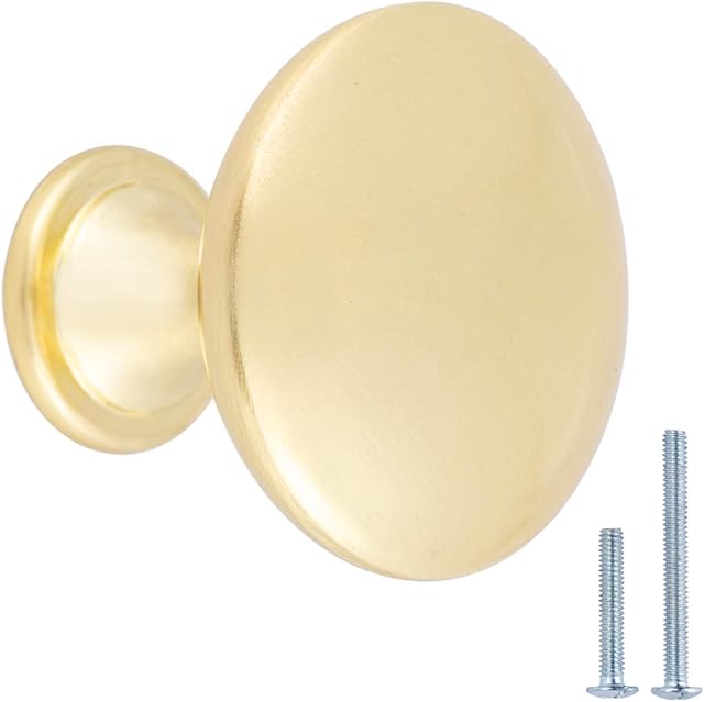 Amazon Basics AB100-BB-10 Cabinet Knob, 3 cm Diameter, Brushed Brass