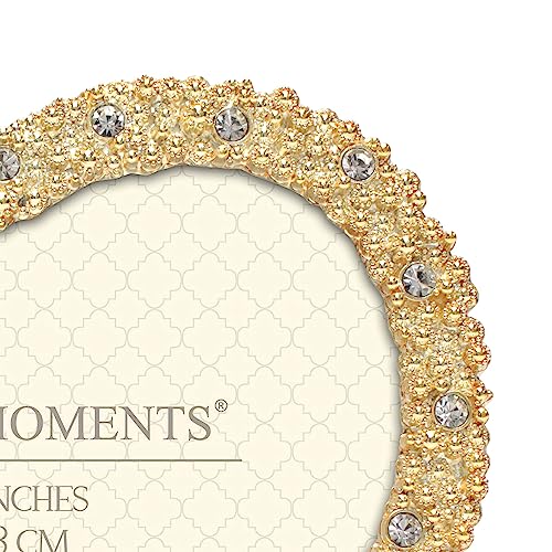 Mimosa Moments Heart Shaped Jewel Picture Frame With Rhinestones (Gold, 5X5) #TOP5