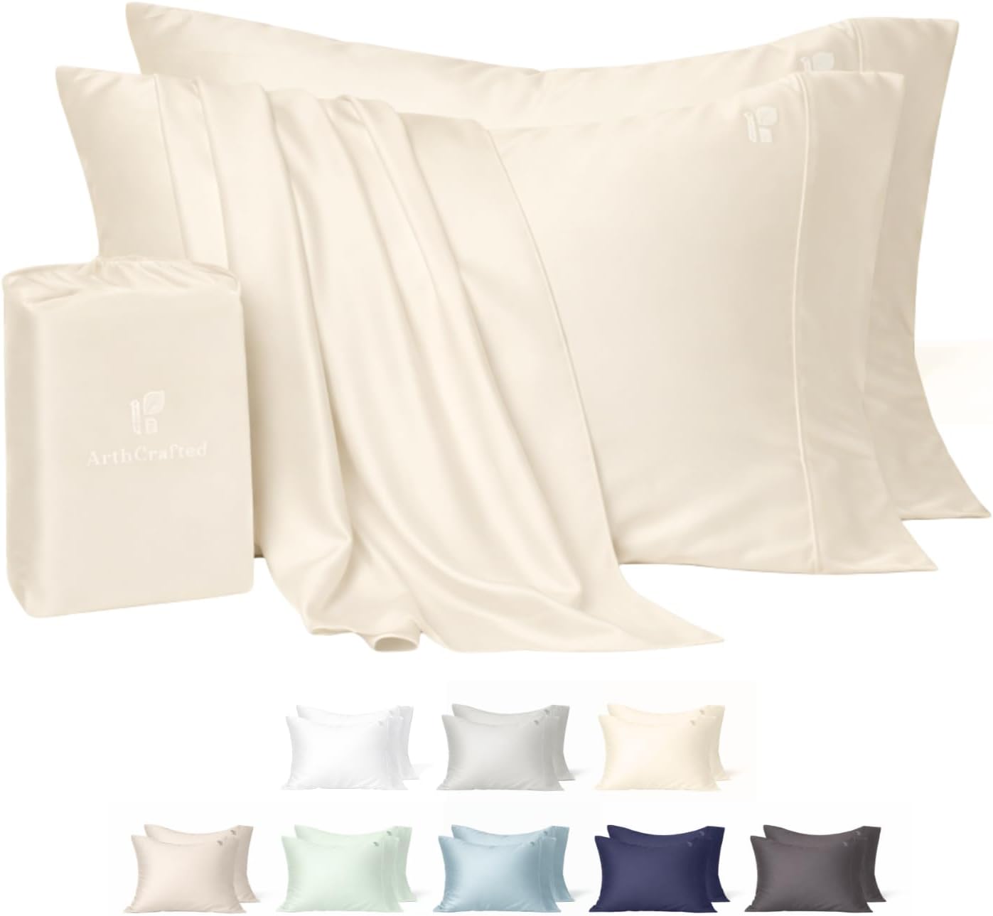 100% Eucalyptus Tencel Lyocell King Size Pillow case Set of 2, Cooling Pillowcase for Skin & Hair, Eucalyptus Silk Envelope Closure Pillow Covers (King Size 21"x38", Sea Green)