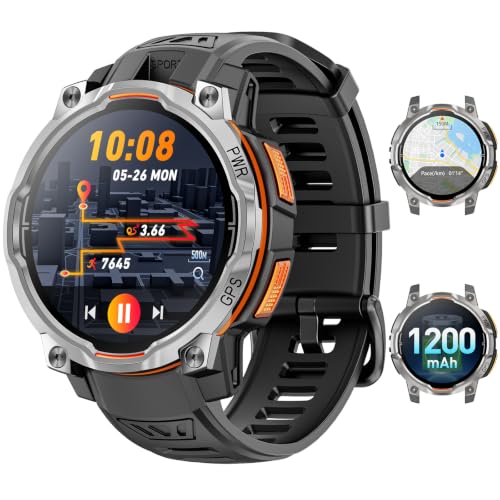 Smart Watches for Men GPS & Offline Maps,1.46''Military Smartwatch 1200mAh